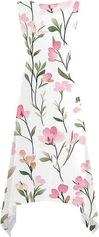 Boho Dresses for Women 2025 Causal Fashion Floral Print Bohemian Dress Sleeveless Scoop Neck Ruffle Tank Sundress in Saudi Arabia