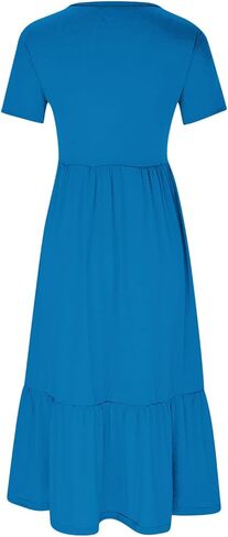 Maxi Dresses for Women 2025 Plus Size Short Sleeve Tiered Ruffle Dress Summer Causal Crewneck Tshirt Dress Pockets in Saudi Arabia