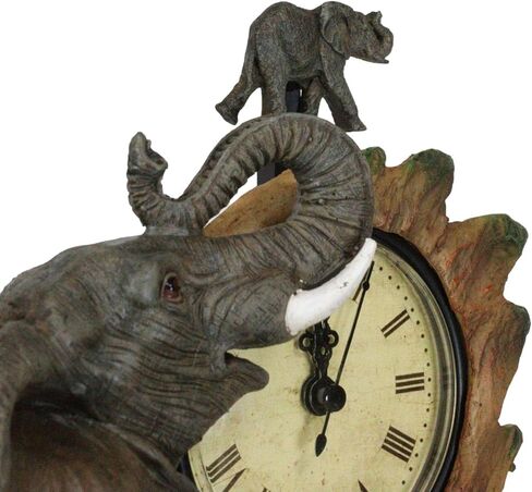 Ebros Wild Safari African Elephant Fame و Calf Family Table Clock with Pendulum Elephants by Savannah Forest Jungle Habitat Clocks Scwings تمثال in Saudi Arabia