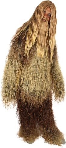 البالغين للجنسين الكبير المشعر الشبيه بالإنسان الباروكة الرعب مع شارب وحزمة اللحية ، بني (L/XL) in Kuwait
