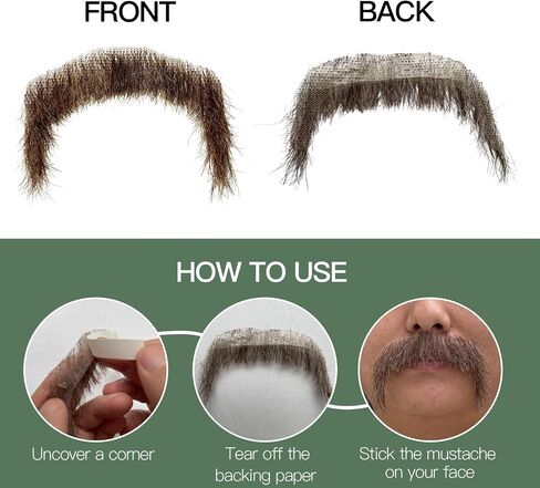 Fake Beard and Mustache, Lace Thick Human Hair Fake Beard,Fake Goatte False Facial Hair for Halloween, Theater, Cosplay (Brown) in Saudi Arabia