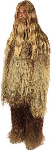 البالغين للجنسين الكبير المشعر الشبيه بالإنسان الباروكة الرعب مع شارب وحزمة اللحية ، بني (L/XL) in Kuwait