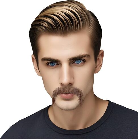 Fake Beard and Mustache, Lace Thick Human Hair Fake Beard,Fake Goatte False Facial Hair for Halloween, Theater, Cosplay (Brown) in Saudi Arabia