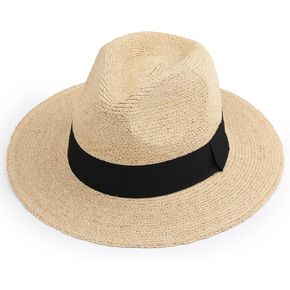 قبعة Raffia Straw Fedora للنساء والرجال ، الحماية من أشعة الشمس على الشاطئ الصيفي ، تصميم قابل للتعديل قابل للتعديل in Kuwait