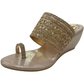 Women Slip-On Sandals Ethnic Wedge Heels Party Casual Shoes Comfortable Traditional Platforms Wedding Footwear in Saudi Arabia