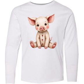 inktastic Vintage Knitted Plush Piglet Youth Long Sleeve T-Shirt in Kuwait