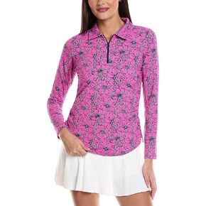 IBKUL Athleisure Wear Sun Protective UPF 50+ Icefil Cooling Diana Print Adjustable Length Long Sleeve Polo - 48930 in Kuwait
