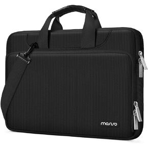 MOSISO 360 Protective Laptop Shoulder Bag Compatible with MacBook Air/Pro, 13-13.3 inch Notebook, Compatible with MacBook Pro 14 inch M3 M2 M1 2023-2021,Matching Color Sleeve with Belt, Black in Kuwait