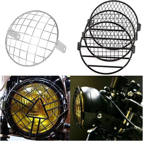 Headlamp Cover Protector 7 Inch Motorcycle Universal Headlight Protector Grill Light Lamp Cover for Har&Ley for Duc&ati Chopper for Yam&aha in Saudi Arabia