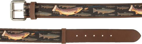 Thomas Bates Liberty II 1-3/4 '' Men's Leather Belt مع مشبك الأسطوانة المعدنية الشاقة-أنماط جنوب غرب وصيد الأسماك in Kuwait
