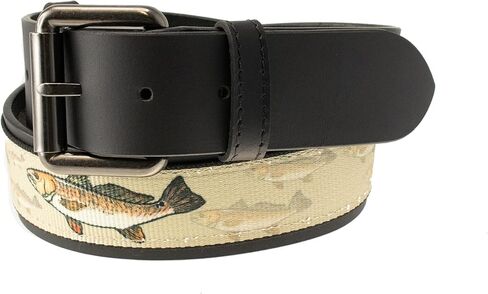Thomas Bates Liberty II 1-3/4 '' Men's Leather Belt مع مشبك الأسطوانة المعدنية الشاقة-أنماط جنوب غرب وصيد الأسماك in Kuwait
