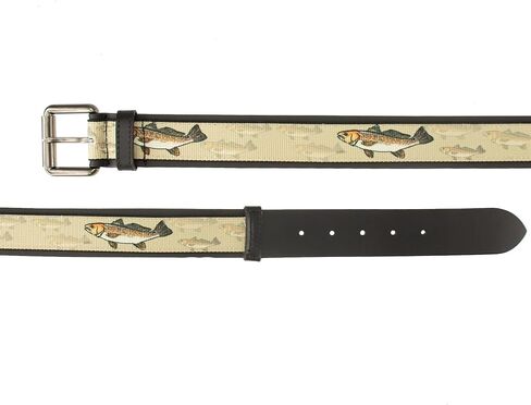 Thomas Bates Liberty II 1-3/4 '' Men's Leather Belt مع مشبك الأسطوانة المعدنية الشاقة-أنماط جنوب غرب وصيد الأسماك in Kuwait