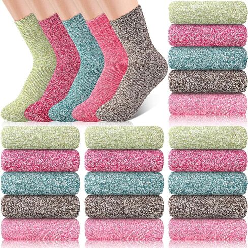 Syhood 20 Pairs Women Wool Socks Warm Winter Crew Thermal Thick Socks for Women Cozy Fuzzy Socks for Women Terry Knit Cotton Socks, One Size (Fresh Color) in Saudi Arabia