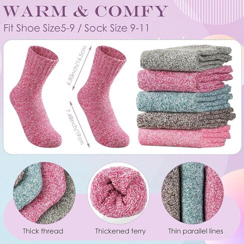 Syhood 20 Pairs Women Wool Socks Warm Winter Crew Thermal Thick Socks for Women Cozy Fuzzy Socks for Women Terry Knit Cotton Socks, One Size (Fresh Color) in Saudi Arabia