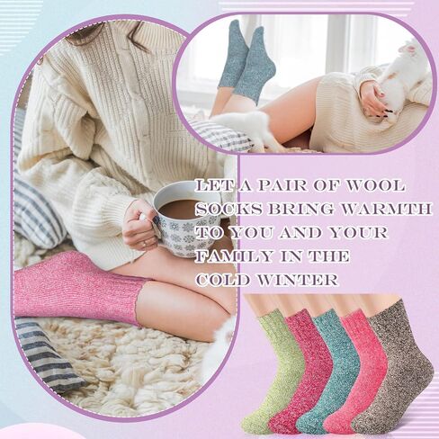 Syhood 20 Pairs Women Wool Socks Warm Winter Crew Thermal Thick Socks for Women Cozy Fuzzy Socks for Women Terry Knit Cotton Socks, One Size (Fresh Color) in Saudi Arabia