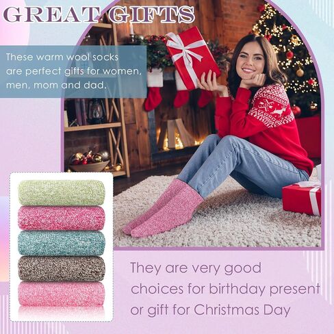 Syhood 20 Pairs Women Wool Socks Warm Winter Crew Thermal Thick Socks for Women Cozy Fuzzy Socks for Women Terry Knit Cotton Socks, One Size (Fresh Color) in Saudi Arabia