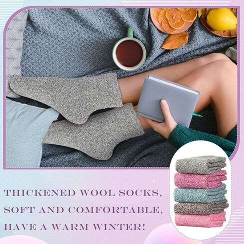 Syhood 20 Pairs Women Wool Socks Warm Winter Crew Thermal Thick Socks for Women Cozy Fuzzy Socks for Women Terry Knit Cotton Socks, One Size (Fresh Color) in Saudi Arabia