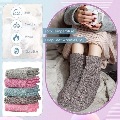 Syhood 20 Pairs Women Wool Socks Warm Winter Crew Thermal Thick Socks for Women Cozy Fuzzy Socks for Women Terry Knit Cotton Socks, One Size (Fresh Color) in Saudi Arabia