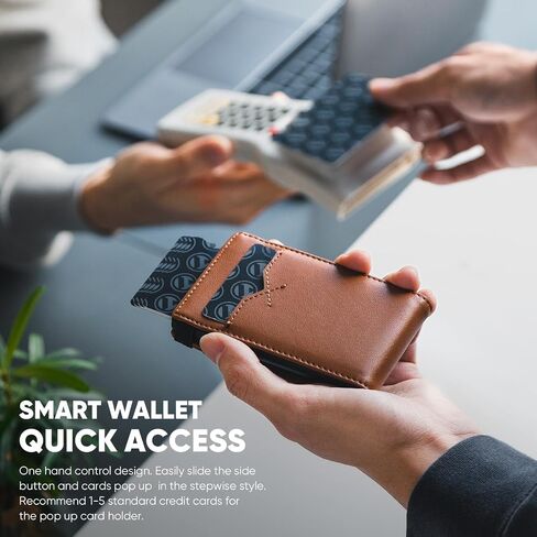 Genuine Leather Wallet for Men RFID Blocking Pop Up Card Holder with Money Band and ID Window (Brown) in Saudi Arabia
