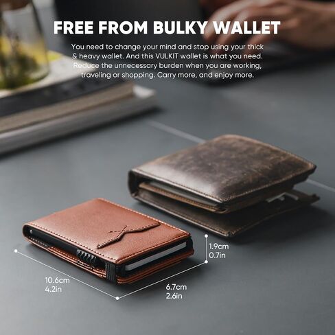 Genuine Leather Wallet for Men RFID Blocking Pop Up Card Holder with Money Band and ID Window (Brown) in Saudi Arabia