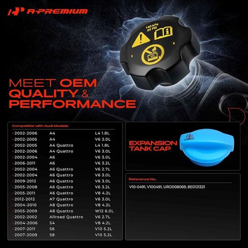 A-Premium Coolant Reservoir Expansion Tank Cap Compatible with Audi A4 2002-2006, A6 2002-2004/2006-2011, A4 A6 A7 A8 Quattro, Allroad Quattro, S4, S6, S8 in Saudi Arabia