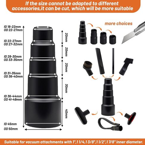 4PCS Vacuum Hose Adapter Kit Attachment Adapter Pool Supply 1 1/2'' to 1 3/8'' to 1 1/4'' 1''to 1 1/8'' to 1 3/8" Connector Attachments Reducer from 25/30/34 to 42 mm for Wet Dry Shop Cleaner in Saudi Arabia