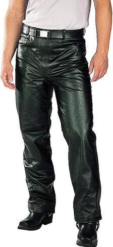 Milwaukee Leather LKM5716 Men's Classic Black Premium Leather Fitted Casual Biker Leather Pants - 34 in Saudi Arabia