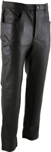 Milwaukee Leather LKM5716 Men's Classic Black Premium Leather Fitted Casual Biker Leather Pants - 34 in Saudi Arabia
