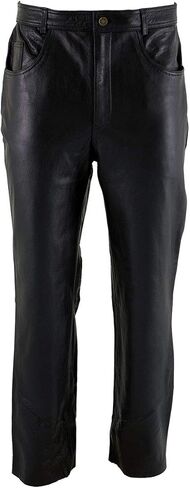 Milwaukee Leather LKM5716 Men's Classic Black Premium Leather Fitted Casual Biker Leather Pants - 34 in Saudi Arabia