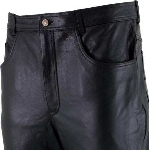 Milwaukee Leather LKM5716 Men's Classic Black Premium Leather Fitted Casual Biker Leather Pants - 34 in Saudi Arabia