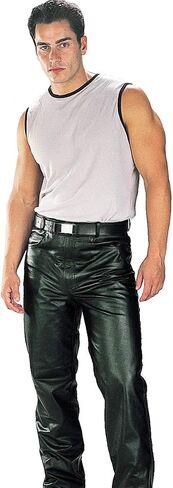 Milwaukee Leather LKM5716 Men's Classic Black Premium Leather Fitted Casual Biker Leather Pants - 34 in Saudi Arabia
