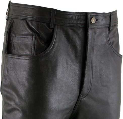 Milwaukee Leather LKM5716 Men's Classic Black Premium Leather Fitted Casual Biker Leather Pants - 34 in Saudi Arabia