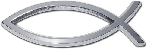 Elektroplate Christian Fish Chrome جميع الشعار المعدني للسيارات والشاحنات وجميع السيارات | ملاءمة عالمية في 4 "× 1.4" | مقاومة للطقس in Kuwait