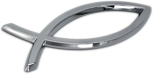 Elektroplate Christian Fish Chrome جميع الشعار المعدني للسيارات والشاحنات وجميع السيارات | ملاءمة عالمية في 4 "× 1.4" | مقاومة للطقس in Kuwait