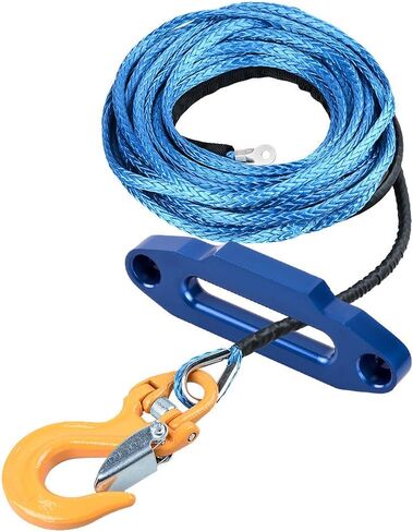50ft × 1/4 بوصة خطوة الحبل الاصطناعية الاصطناعية القوية 6400 رطل و 4/5 بوصة من الألومنيوم الصقور فيرليد مع خطاف الصلب الأصفر المزور لاسترداد UTV ATV Truck in Saudi Arabia