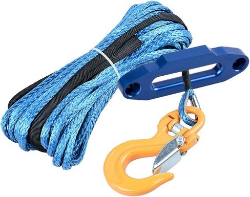 50ft × 1/4 بوصة خطوة الحبل الاصطناعية الاصطناعية القوية 6400 رطل و 4/5 بوصة من الألومنيوم الصقور فيرليد مع خطاف الصلب الأصفر المزور لاسترداد UTV ATV Truck in Saudi Arabia