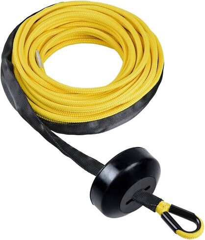 50 feet x 1/4 inch Yellow 7000lbs Synthetic Winch Line Cable Rope with Black Rock Heat Guard and Rubber Stopper for Truck ATV UTV SUV in Saudi Arabia