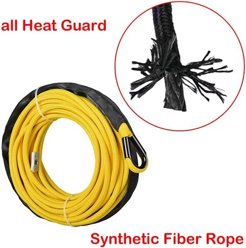 50 feet x 1/4 inch Yellow 7000lbs Synthetic Winch Line Cable Rope with Black Rock Heat Guard and Rubber Stopper for Truck ATV UTV SUV in Saudi Arabia