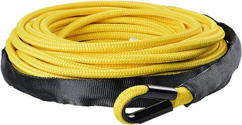 50 feet x 1/4 inch Yellow 7000lbs Synthetic Winch Line Cable Rope with Black Rock Heat Guard and Rubber Stopper for Truck ATV UTV SUV in Saudi Arabia