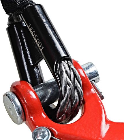 95 feet x 3/8 inch Black Synthetic Winch Rope with Red Hook and 10 inch Anodized Red Hawse Fairlead for Recovery Truck ATV UTV in Kuwait