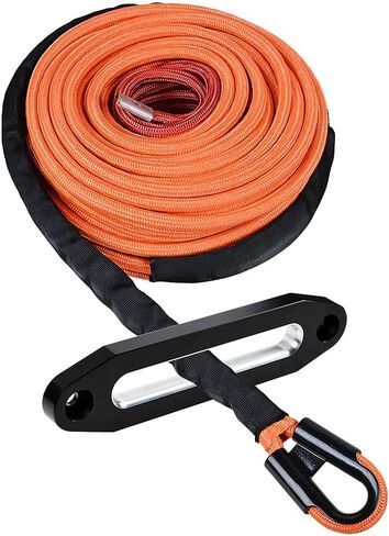 Orange 95ft × 3/8 "حبل Winch الاصطناعي 22000 رطل ث/حراسة الصخور الحرارية + 10" in Saudi Arabia