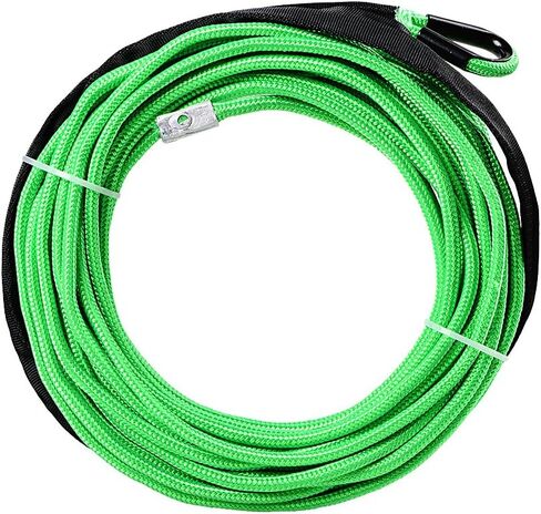 50' x 1/4" Bright Green 7000lbs Synthetic Winch Line Cable Rope with Black Rock Heat Guard for Truck ATV UTV SUV in Saudi Arabia