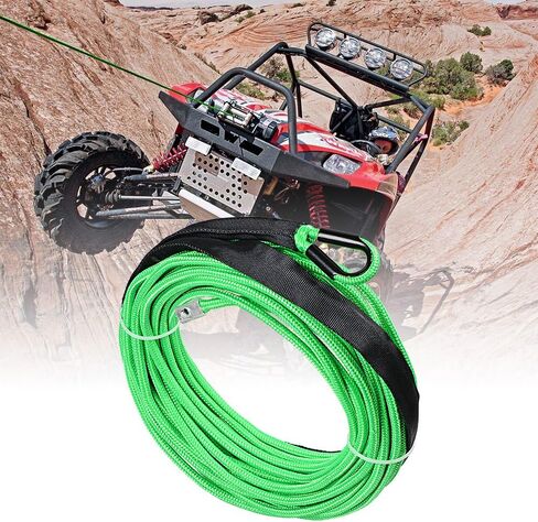 50' x 1/4" Bright Green 7000lbs Synthetic Winch Line Cable Rope with Black Rock Heat Guard for Truck ATV UTV SUV in Saudi Arabia