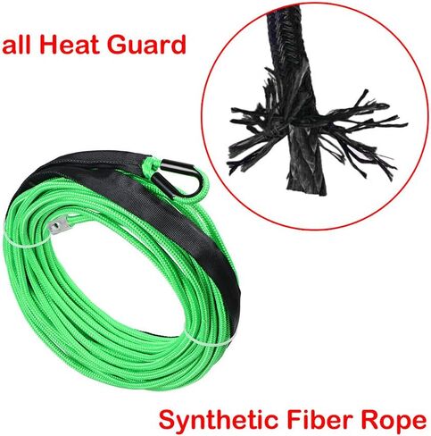 50' x 1/4" Bright Green 7000lbs Synthetic Winch Line Cable Rope with Black Rock Heat Guard for Truck ATV UTV SUV in Saudi Arabia