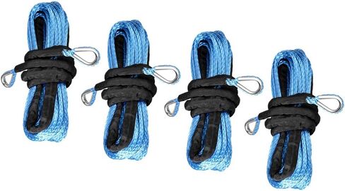 4pcs 7500lbs Blue 1/4" x 50ft Synthetic Winch Extension Rope Line Cable Double Thimbles for Recovery Truck ATV UTV in Saudi Arabia
