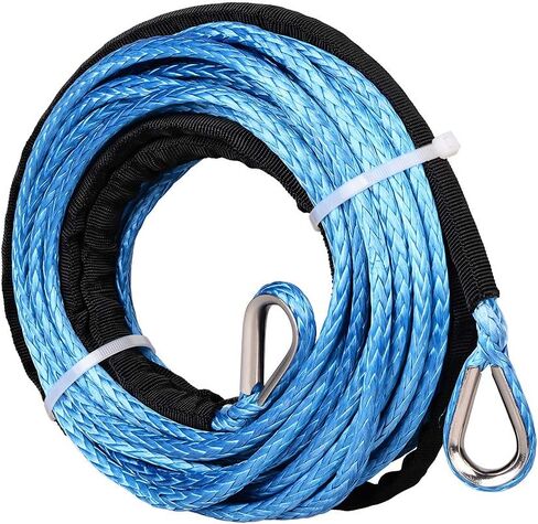 4pcs 7500lbs Blue 1/4" x 50ft Synthetic Winch Extension Rope Line Cable Double Thimbles for Recovery Truck ATV UTV in Saudi Arabia