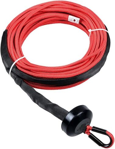 50 feet x 1/4 inch Red 7000lbs Synthetic Winch Line Cable Rope with Black Rock Heat Guard and Rubber Stopper for Truck ATV UTV SUV in Saudi Arabia