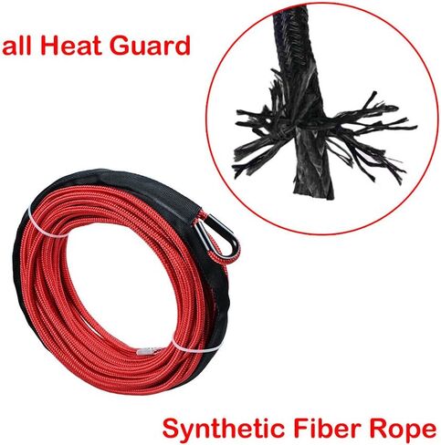 50 feet x 1/4 inch Red 7000lbs Synthetic Winch Line Cable Rope with Black Rock Heat Guard and Rubber Stopper for Truck ATV UTV SUV in Saudi Arabia