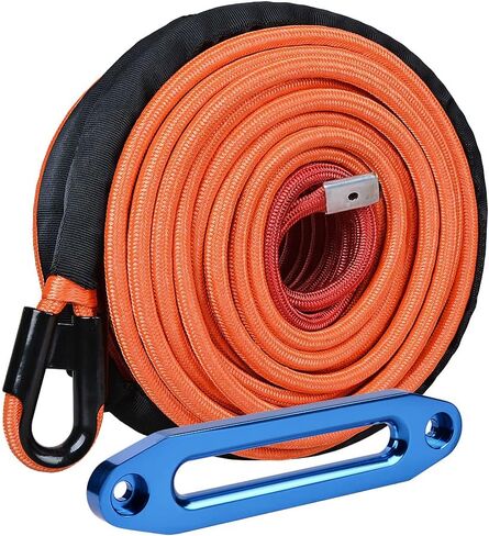 Combo 95 feet x 3/8 inch Orange Synthetic Winch Rope 22000lbs and Anodized Blue 10 inch Hawse Fairlead for OfOff Road Recovery SUV Truck Trailer in Saudi Arabia