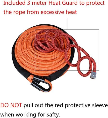 Combo 95 feet x 3/8 inch Orange Synthetic Winch Rope 22000lbs and Anodized Blue 10 inch Hawse Fairlead for OfOff Road Recovery SUV Truck Trailer in Saudi Arabia